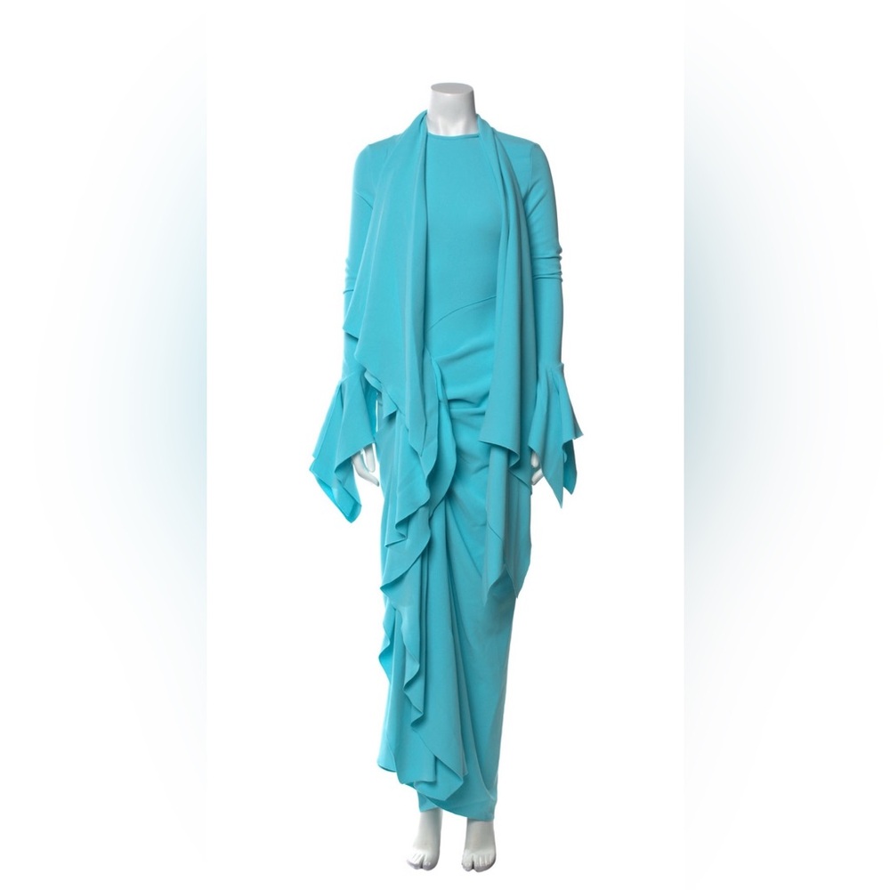 Solace London Turquoise Ruffled Dress